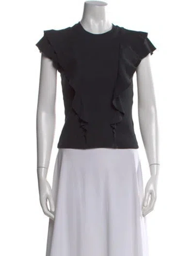 Pre-owned Veronica Beard Crew Neck Short Sleeve Top In Black