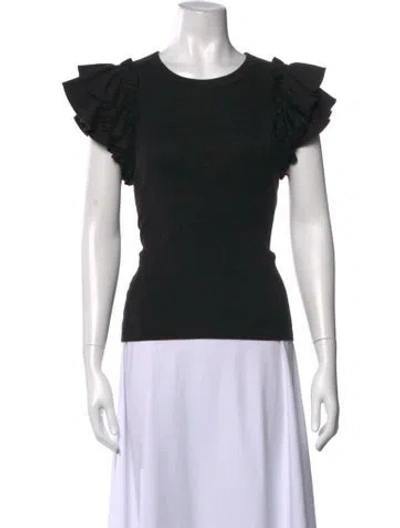 Pre-owned Veronica Beard Crew Neck Short Sleeve Top In Black