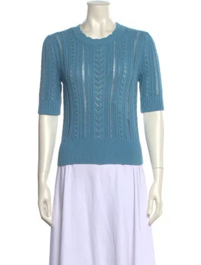 Pre-owned Veronica Beard Crew Neck Short Sleeve Top In Blue