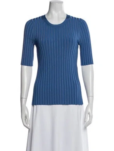 Pre-owned Veronica Beard Crew Neck Short Sleeve Top In Blue