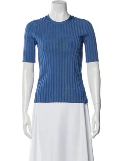 Pre-owned Veronica Beard Crew Neck Short Sleeve Top In Blue