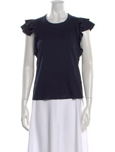 Pre-owned Veronica Beard Crew Neck Short Sleeve Top In Blue