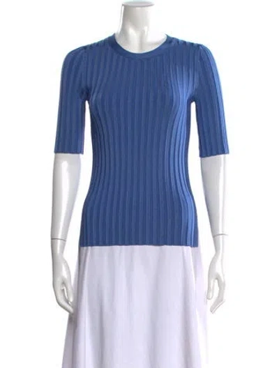Pre-owned Veronica Beard Crew Neck Short Sleeve Top In Blue
