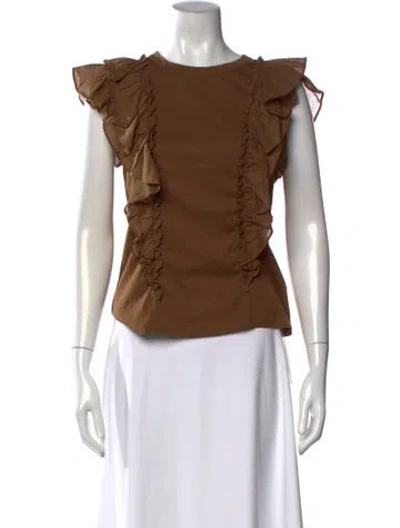 Pre-owned Veronica Beard Crew Neck Short Sleeve Top In Brown