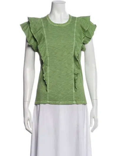 Pre-owned Veronica Beard Crew Neck Short Sleeve Top In Green