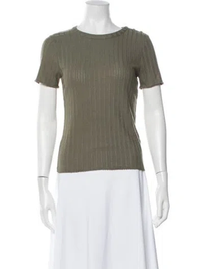 Pre-owned Veronica Beard Crew Neck Short Sleeve Top In Green