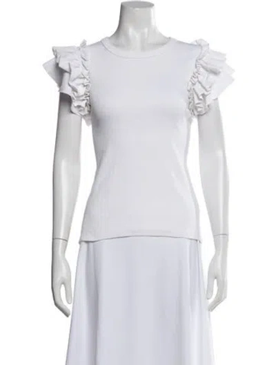 Pre-owned Veronica Beard Crew Neck Short Sleeve Top In White