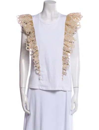 Pre-owned Veronica Beard Crew Neck Short Sleeve Top In White