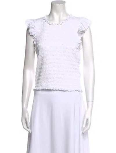 Pre-owned Veronica Beard Crew Neck Short Sleeve Top In White