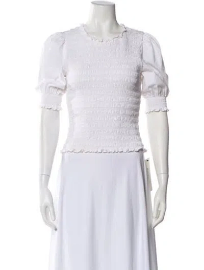 Pre-owned Veronica Beard Crew Neck Short Sleeve Top In White