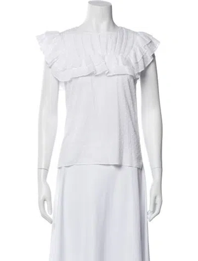 Pre-owned Veronica Beard Crew Neck Short Sleeve Top In White