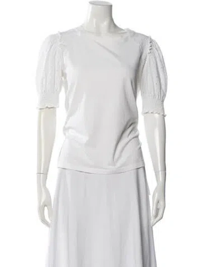 Pre-owned Veronica Beard Crew Neck Short Sleeve Top In White