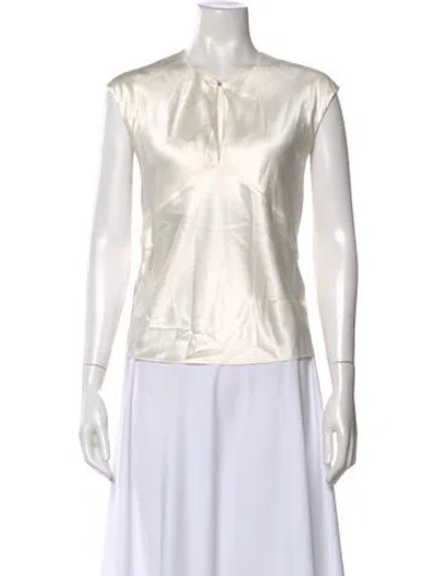 Pre-owned Veronica Beard Crew Neck Short Sleeve Top In White