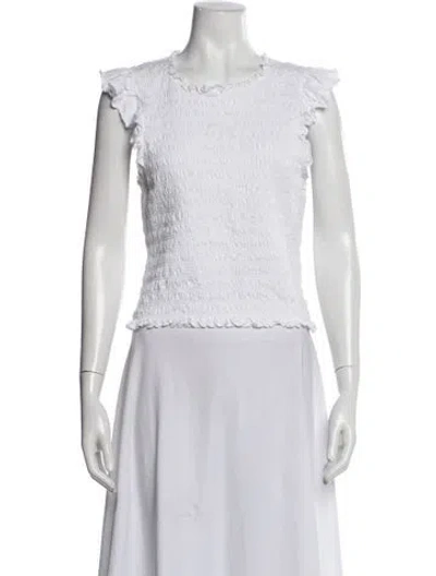 Pre-owned Veronica Beard Crew Neck Short Sleeve Top In White