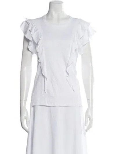 Pre-owned Veronica Beard Crew Neck Short Sleeve Top In White