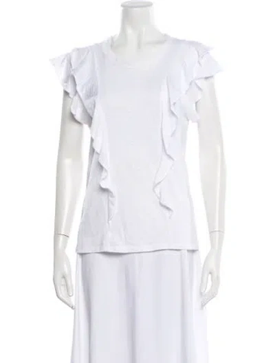 Pre-owned Veronica Beard Crew Neck Short Sleeve Top In White