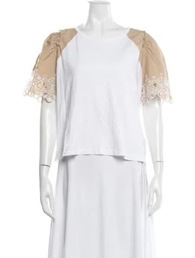 Pre-owned Veronica Beard Crew Neck Short Sleeve Top In White