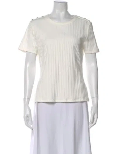Pre-owned Veronica Beard Crew Neck Short Sleeve Top In White