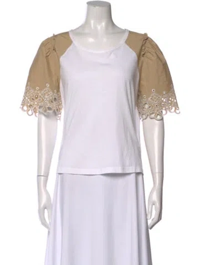 Pre-owned Veronica Beard Crew Neck Short Sleeve Top In White