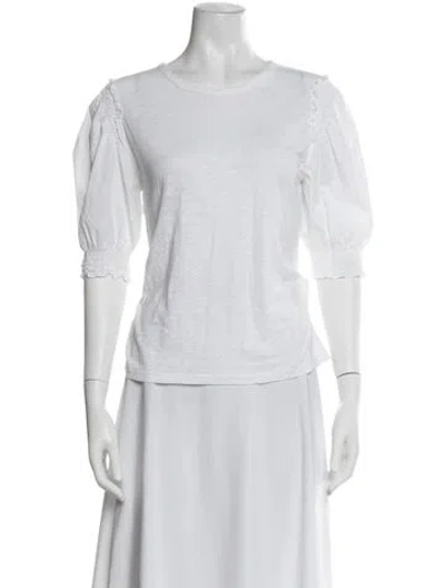Pre-owned Veronica Beard Crew Neck Short Sleeve Top In White
