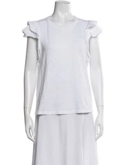 Pre-owned Veronica Beard Crew Neck Short Sleeve Top In White