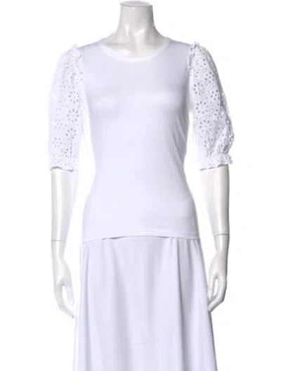 Pre-owned Veronica Beard Crew Neck Short Sleeve Top In White