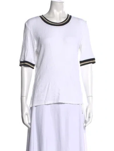 Pre-owned Veronica Beard Crew Neck Short Sleeve Top In White