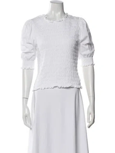 Pre-owned Veronica Beard Crew Neck Short Sleeve Top In White