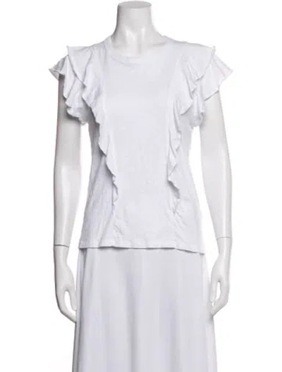 Pre-owned Veronica Beard Crew Neck Short Sleeve Top In White