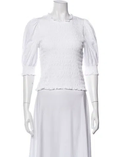 Pre-owned Veronica Beard Crew Neck Short Sleeve Top In White