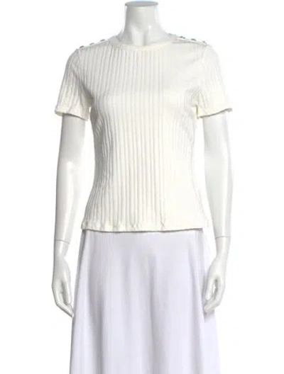 Pre-owned Veronica Beard Crew Neck Short Sleeve Top In White