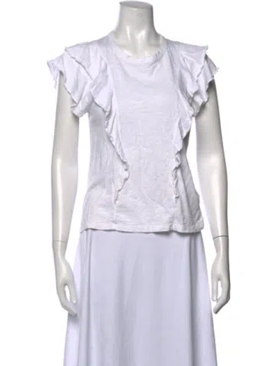 Pre-owned Veronica Beard Crew Neck Short Sleeve Top In White