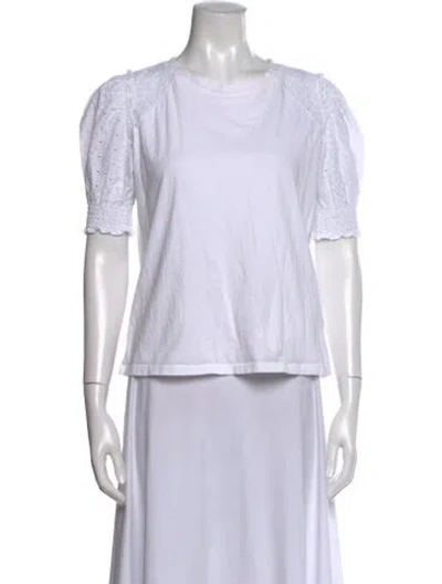 Pre-owned Veronica Beard Crew Neck Short Sleeve Top In White