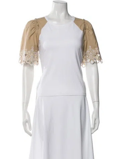 Pre-owned Veronica Beard Crew Neck Short Sleeve T-shirt In White