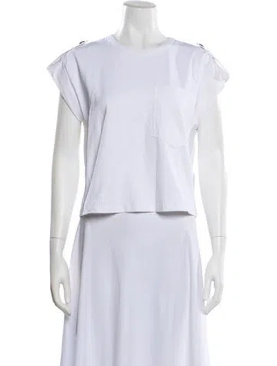 Pre-owned Veronica Beard Crew Neck Short Sleeve T-shirt In White