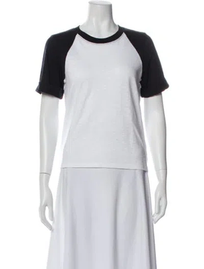 Pre-owned Veronica Beard Crew Neck Short Sleeve T-shirt In White