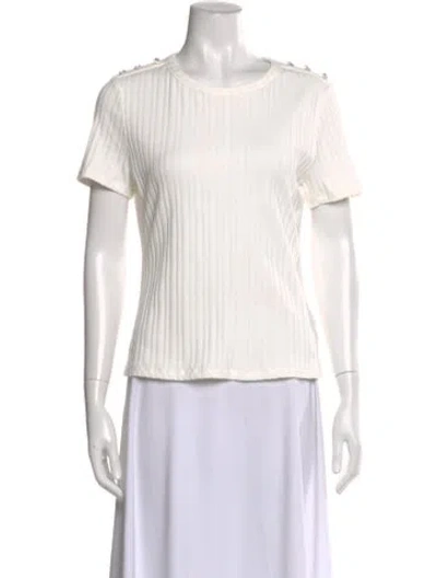 Pre-owned Veronica Beard Crew Neck Short Sleeve T-shirt In White