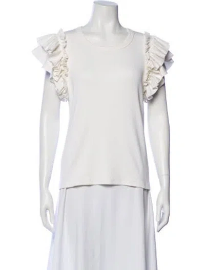 Pre-owned Veronica Beard Crew Neck Short Sleeve T-shirt In White