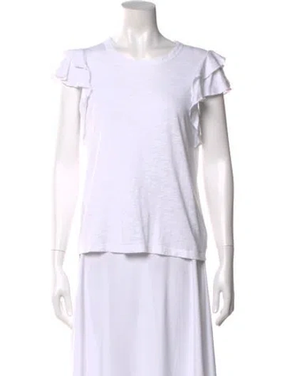 Pre-owned Veronica Beard Crew Neck Short Sleeve T-shirt In White