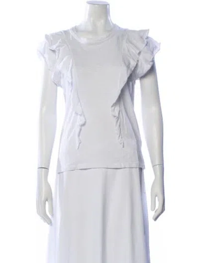Pre-owned Veronica Beard Crew Neck Short Sleeve T-shirt In White