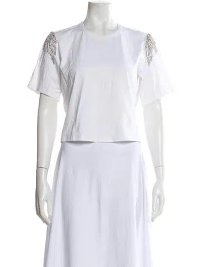Pre-owned Veronica Beard Crew Neck Short Sleeve T-shirt In White