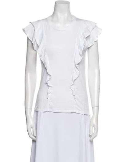 Pre-owned Veronica Beard Crew Neck Short Sleeve T-shirt In White