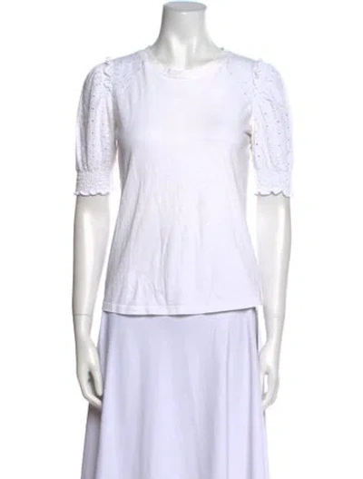 Pre-owned Veronica Beard Crew Neck Short Sleeve T-shirt In White