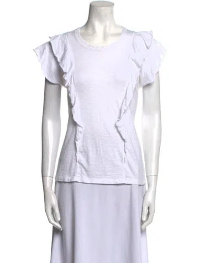 Pre-owned Veronica Beard Crew Neck Short Sleeve T-shirt In White