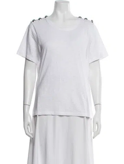 Pre-owned Veronica Beard Crew Neck Short Sleeve T-shirt In White