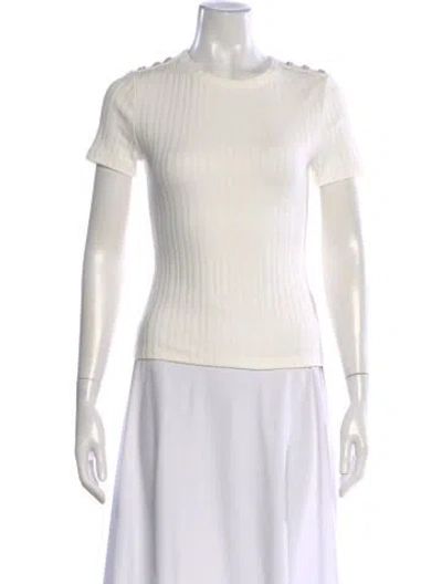 Pre-owned Veronica Beard Crew Neck Short Sleeve T-shirt In White