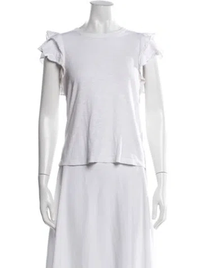 Pre-owned Veronica Beard Crew Neck Short Sleeve T-shirt In White