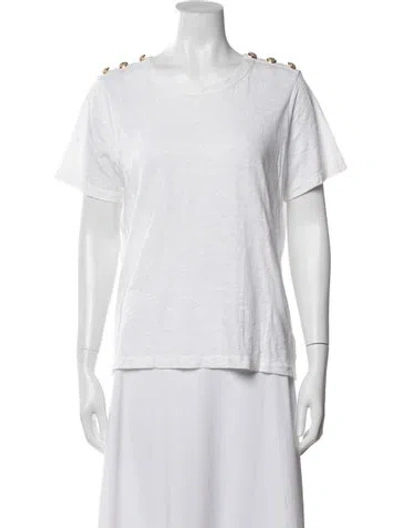 Pre-owned Veronica Beard Crew Neck Short Sleeve T-shirt In White