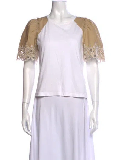 Pre-owned Veronica Beard Crew Neck Short Sleeve T-shirt In White