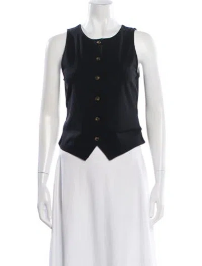 Pre-owned Veronica Beard Crew Neck Sleeveless Button-up Top In White